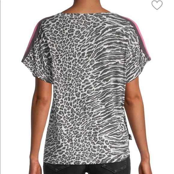 Vintage Havana Side-Tie Leopard-Print T-Shirt -IVORY TAN - Picture 2 of 2